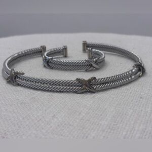 Silver Cable Bracelet and Necklace Set